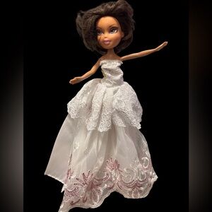 Bratz Doll Yasmin 2001 Re-dress with Elegant White and Pink Lace Dress